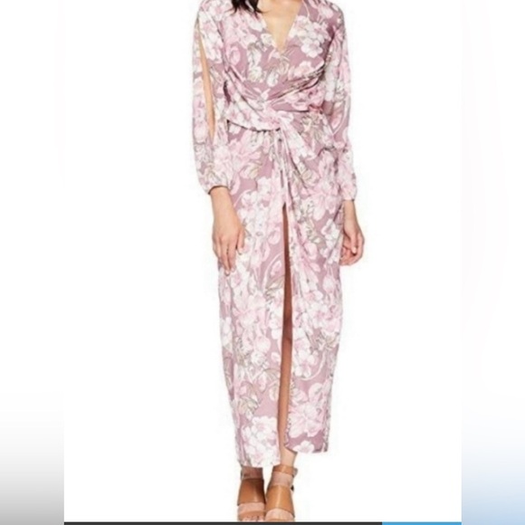Alexia Admor Mauve Draped Front Floral Dress – No Size Tag (See Measurements) - Picture 2 of 11